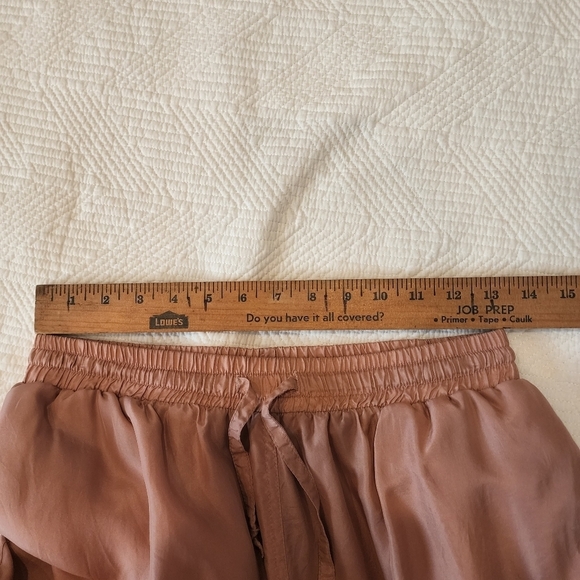 100% silk blush pink pants lined size small stretch waist - Picture 13 of 16